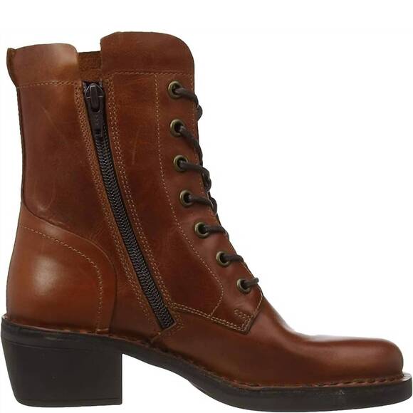 NEW FLY LONDON women's combat winter boots in brick